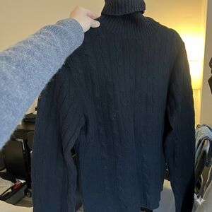 Black cashmere turtleneck sweater